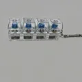 Transparent 4-key mechanical switch keychain, clear keycaps blue switches decompression. - No Light / 4-Grid Clear White