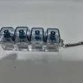 Clear 4-key mechanical switch keychain decompression toy portable desk fidget pendant - No Light / Sapphire Blue