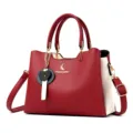 Rosso bianco donna borsa a mano elegante tracolla spalla tote bag casual stile moda - Rosso