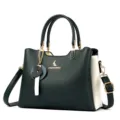 Elegante borsa da donna verde scuro, pratica borsa a tracolla per il lavoro quotidiano. - Verde