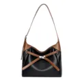 Borsa a tracolla minimalista da donna in pelle morbida, borsa hobo casual per lavoro. - Nero