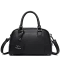 Classica borsa a mano Boston in pelle nera da donna, elegante borsa a tracolla chic. - Nero