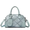 Borsa a mano Boston da donna azzurro chiaro stile patchwork in denim borsa a tracolla - Blu