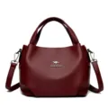 Borsa a mano in pelle morbida da donna grande capacità borsa a tracolla casual elegante - Rosso