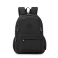 Zaino casual nero in nylon con grande capacità, leggero e resistente all'acqua per viaggi. - Nero