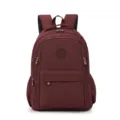Zaino in nylon rosso vino grande capacita borsa da scuola da viaggio casual per donne - Rosso scuro