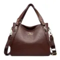 Borsa a mano in pelle marrone grande capacita borsa a tracolla elegante shopper da donna - Marrone