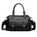Borsa a mano vintage nera da donna, borsa a tracolla con borchie, borsa a spalla in pelle PU. - 27*13*19CM / Nero