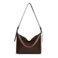 Borsa a tracolla in pelle marrone scuro, borsa hobo retro da donna, borsa dumpling casual chic. - PU Marrone