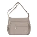 Borsa a tracolla da donna in nylon con tasche multiple, borsa casual regolabile. - Grigio chiaro
