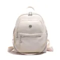 Zaino casual in pelle bianca da donna, elegante zainetto da viaggio con dettagli a catena. - Bianco