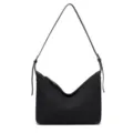 Borsa a tracolla nera donna classica pelle opaca borsa a mano casual elegante dumpling bag - Nero Opaco