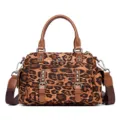 Borsa a mano donna leopardata retro tracolla con borchie manici marroni elegante moda - 27*13*19CM / Stampa leopardata