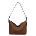 Borsa a spalla vintage in camoscio marrone da donna, borsa hobo casual per uso quotidiano. - Marrone Smerigliato