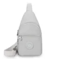 Borsa a tracolla da petto in nylon grigio chiaro, borsa casual minimalista per donna. - Grigio chiaro