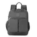 Zaino in nylon in tinta unita classico con tasche multiple, grande capacità borsa da viaggio casual. - Grigio scuro