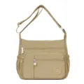 Nylon Crossbody Bag Multi-Pocket Casual Shoulder Bag Waterproof Travel Daily Handbag - Khaki