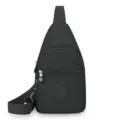 Borsa a tracolla da petto in nylon nero da donna, zaino monospalla casual, borsa minimalista. - Nero