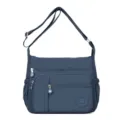Casual nylon multi-pocket crossbody shoulder bag for women daily lightweight travel use. - Dark Blue