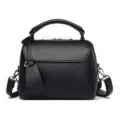 Classica borsa a mano da donna in pelle nera, elegante borsa a tracolla per uso quotidiano. - Nero