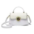 Borsa a mano bianca con coccodrillo e strass, elegante borsa a tracolla e a spalla per donna. - 23*8*14 / Bianco