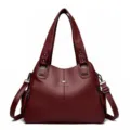 Borsa a mano da donna in pelle rosso scuro grande capacità borsa a tracolla elegante. - Rosso