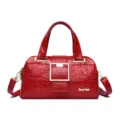 Borsa a mano da donna in pelle rossa elegante borsa a tracolla con fibbia quadrata raffinata. - 23*12*18 / Rosso