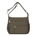 Casual nylon crossbody shoulder bag for women with multi-layer zipper pockets daily use. - Army Green