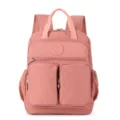 Zaino in nylon rosa con tasche multiple con cerniera, grande capacità borsa scolastica. - Rosa