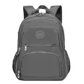 Zaino casual in nylon grigio per studenti e viaggi con scomparti multipli con cerniera. - Grigio scuro