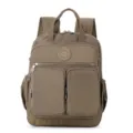 Zaino in nylon casual viaggio scuola tasche multiple grande capacità cachi colore unito - Kaki
