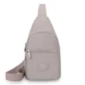 Women's nylon chest bag casual solid color single shoulder crossbody bag stylish daily use - Purple Grey
