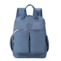 Zaino in nylon tinta unita con tasche anteriori multiple, grande capacità e borsa da viaggio. - Blu zaffiro