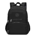 Classic black multi-pocket casual backpack for school, daily commute, and secure laptop. - Black