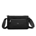 Borsa a tracolla nera in nylon, borsa messenger multiuso per il commuting quotidiano. - Nero