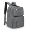Grande zaino scolastico in nylon grigio con scomparti multipli e tasche con zip frontali. - Grigio scuro