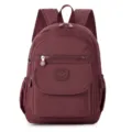 Casual nylon backpack for women, large capacity travel school bag, stylish commuter bookbag. - Dark Red