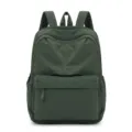 Dark green minimalist casual nylon backpack for daily school travel and large capacity. - 30*15*40cm / Green