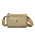 Borsa a tracolla da donna in nylon tinta unita, borsa casual multitasche per uso quotidiano. - Khaki scuro