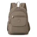 Casual solid color nylon backpack for women, large capacity travel school computer bag. - Khaki
