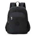 Zaino nero casual in nylon per uomo e donna, leggero zainetto multitasche per la scuola. - Nero