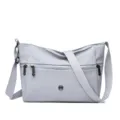 Light grey oxford cloth crossbody bag for women, casual daily shoulder bag with zipper. - Light Purple
