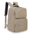 Grande zaino beige porta PC con scomparti multipli e tasche per viaggi quotidiani e scuola. - Kaki