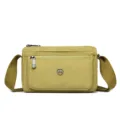 Casual nylon crossbody shoulder bag for women solid color multi pocket commuter bag phone bag - Olive Green