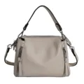 Genuine leather women shoulder bag casual crossbody handbag stylish grey daily purse - White
