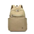 Casual khaki oxford cloth backpack, lightweight large capacity minimalist travel computer daypack. - Dark Khaki