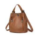 Zaino da donna in morbida pelle marrone borsa a tracolla convertibile per uso quotidiano - Marrone chiaro