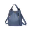 Zaino in morbida pelle blu borsa secchiello multifunzionale borsa a tracolla donna top - Blu