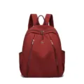 Women stylish casual backpack daily commute school bag burgundy durable nylon multi-pocket travel pack - S / Red