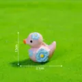 Mini figurine canard résine rose avec fleurs bleues, mignon accessoire décoration DIY. - Canard Floral Bleu Brillant